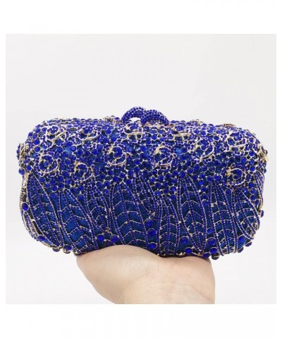 Dazzling Crystal Flower Clutch for Women Evening Minaudiere Bags Wedding Party Purses and Handbags (Small,Gold) Blue $50.94 E...