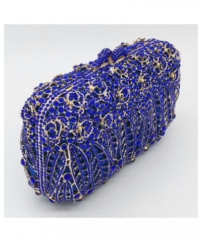 Dazzling Crystal Flower Clutch for Women Evening Minaudiere Bags Wedding Party Purses and Handbags (Small,Gold) Blue $50.94 E...