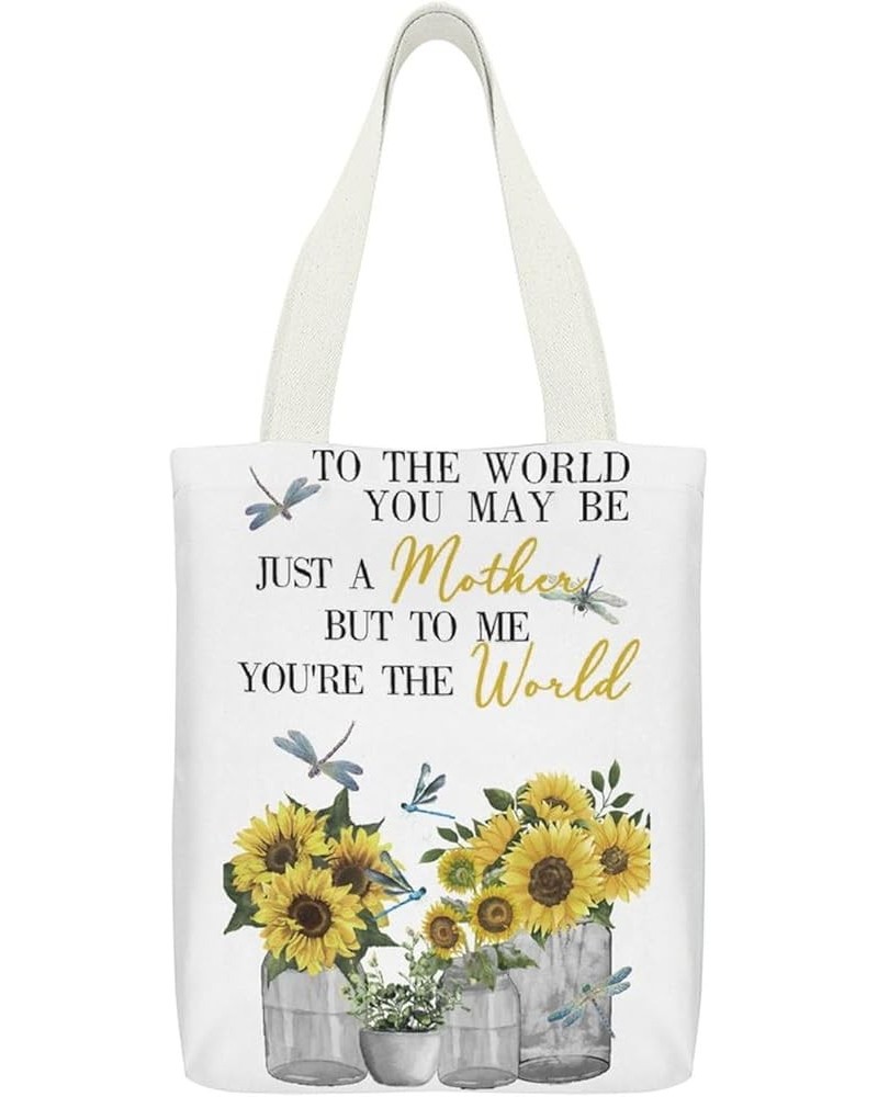 Plain Canvas Tote Bags 32x38 Cm Vintage Sunflower Dragonfly Tote Bag With Zipper for Women Grocery Shopping Gift Bag Style-8 ...