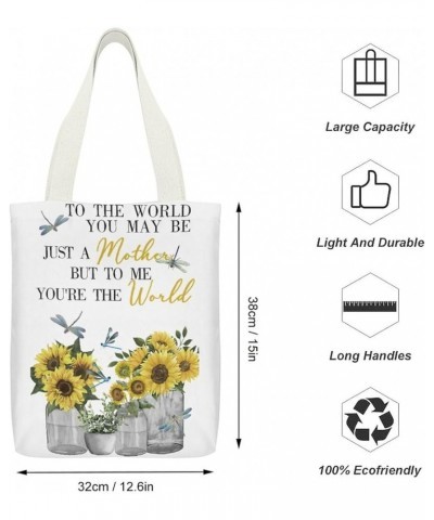 Plain Canvas Tote Bags 32x38 Cm Vintage Sunflower Dragonfly Tote Bag With Zipper for Women Grocery Shopping Gift Bag Style-8 ...