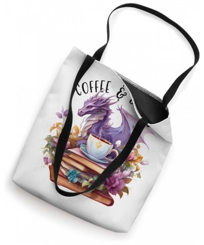 Coffee Books & Dragons Fantasy Themed Dragon Lover Bookworm Tote Bag $14.74 Totes