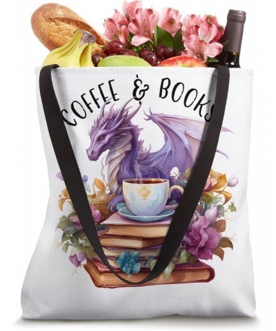 Coffee Books & Dragons Fantasy Themed Dragon Lover Bookworm Tote Bag $14.74 Totes