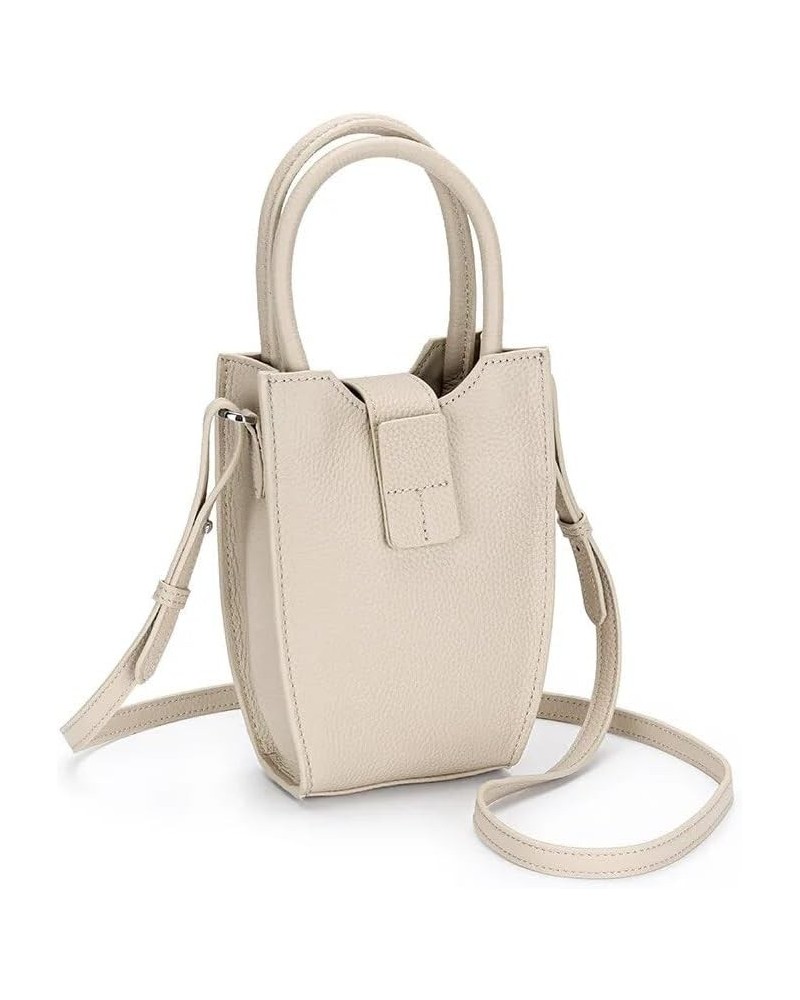 Women Handbags 2023 Women's Togo Leather Bucket Bag Cowhide Bag Small Shoulder Cross Body Bag Creamy-white $25.16 Shoulder Bags