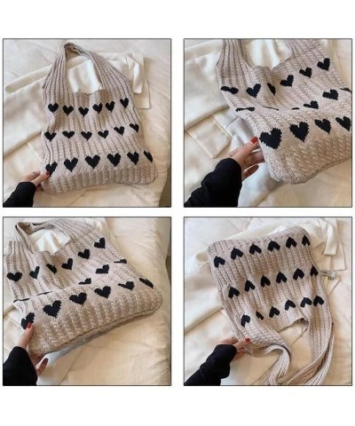 Women Crochet Tote Bag Cute Knit Shoulder Bag Aesthetic Purse Handbags for Shopping Travel Beach Khaki $11.96 Totes