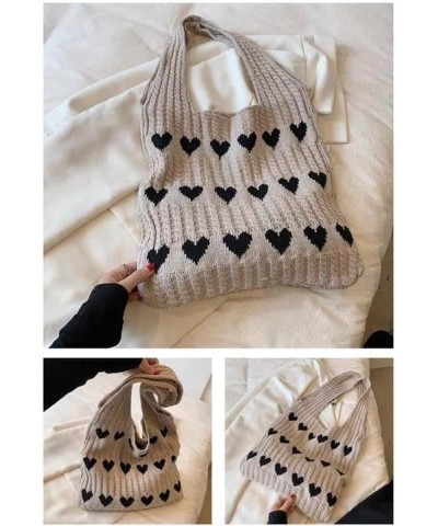 Women Crochet Tote Bag Cute Knit Shoulder Bag Aesthetic Purse Handbags for Shopping Travel Beach Khaki $11.96 Totes