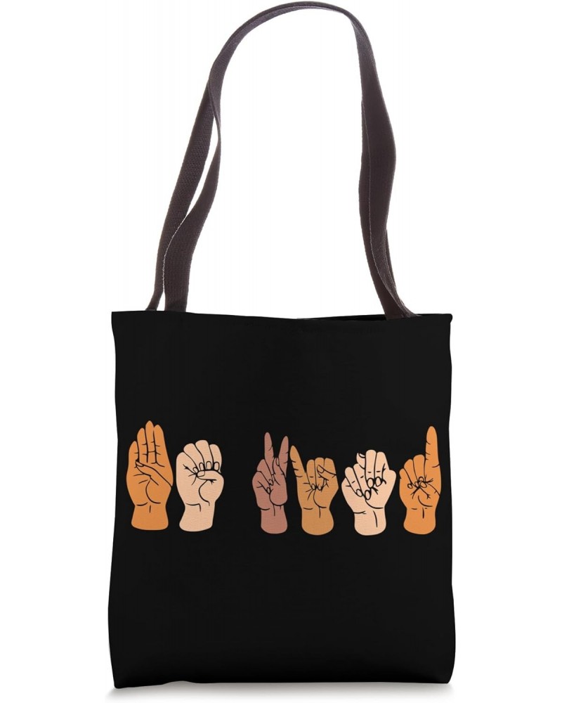 Be Kind ASL Melanated Hand Talking American Sign Language Tote Bag $13.75 Totes