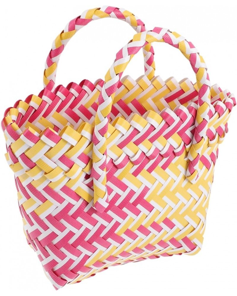 2pcs Woven Bag Miss Basket Bag To Weave Plastic Pp Red Yellowx4pcs $8.05 Totes