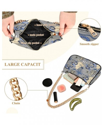 Asian Dragon Octopus Sea Voyages Shoulder Bags for Women Small Handbags Mini Clutch Purse $12.90 Shoulder Bags