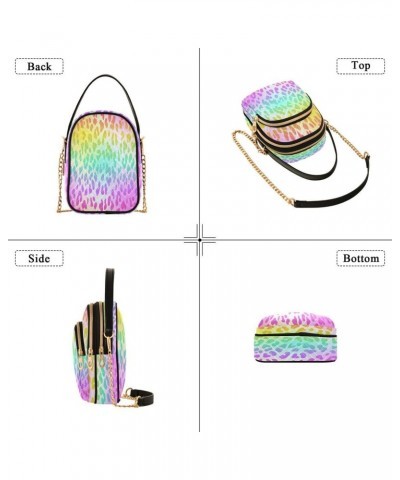 Rainbow Leopard Print Cheetah Neon Crossbody Bag Small Shoulder Handbags Leather Purse for Women $12.48 Crossbody Bags