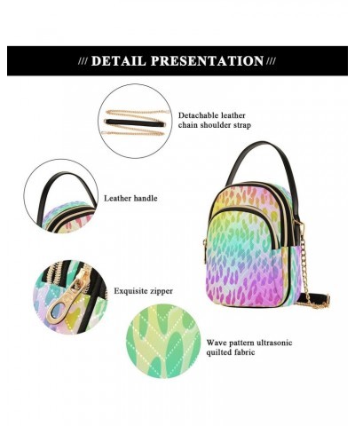 Rainbow Leopard Print Cheetah Neon Crossbody Bag Small Shoulder Handbags Leather Purse for Women $12.48 Crossbody Bags