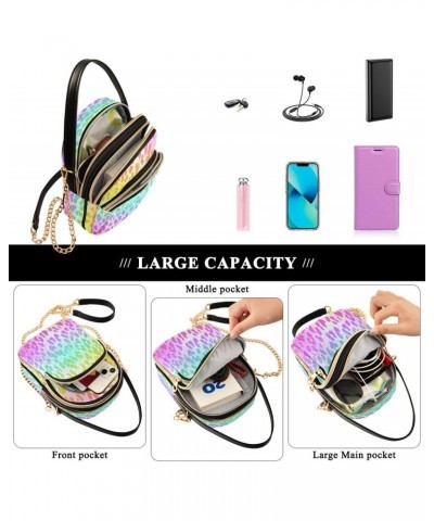 Rainbow Leopard Print Cheetah Neon Crossbody Bag Small Shoulder Handbags Leather Purse for Women $12.48 Crossbody Bags