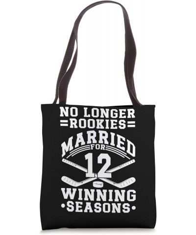 12th Wedding Anniversary Ice Hockey Couple Husband Wife 12 Tote Bag $11.28 Totes