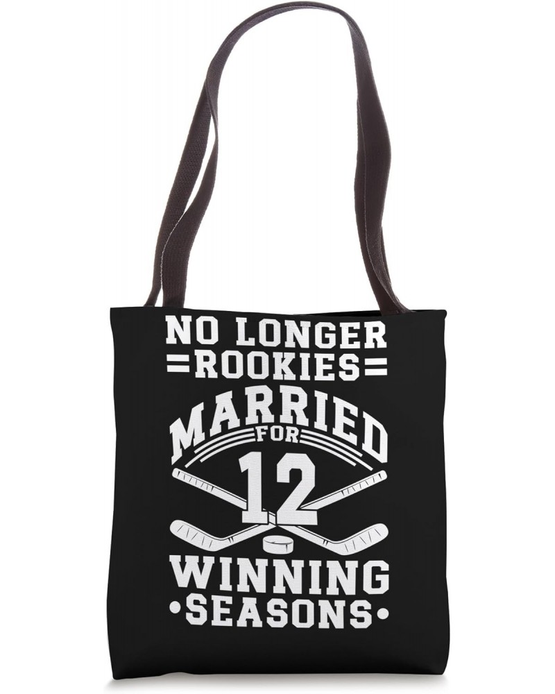 12th Wedding Anniversary Ice Hockey Couple Husband Wife 12 Tote Bag $11.28 Totes