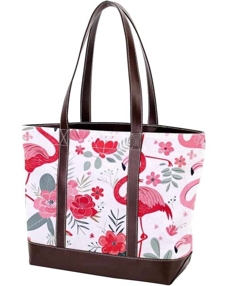 Tote Bag, Large Tote Bag, Tote Bag with Zipper, Pink Flamingo Palm Leaf Pineapple, Tote Bag for Work Design 294 $28.79 Totes