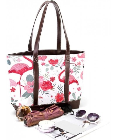 Tote Bag, Large Tote Bag, Tote Bag with Zipper, Pink Flamingo Palm Leaf Pineapple, Tote Bag for Work Design 294 $28.79 Totes