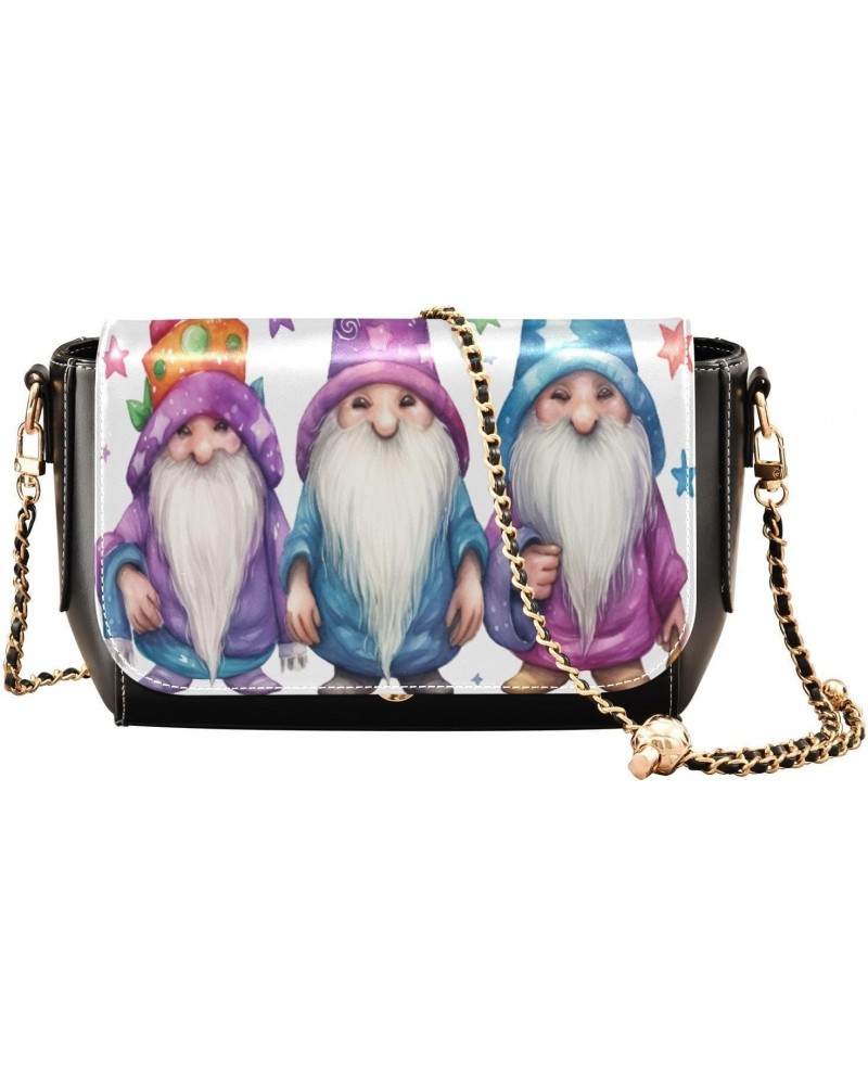 Magic Gnome Leather Crossbody Bag for Women Small Handbag with Chain Strap, Flip-Top Crossbody Purse $22.79 Crossbody Bags