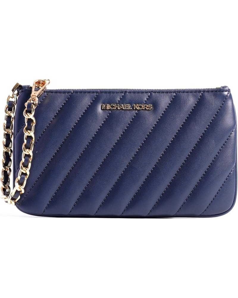 Rose Medium Quilted Top Zip Chain Wristlet Navy $46.36 Totes