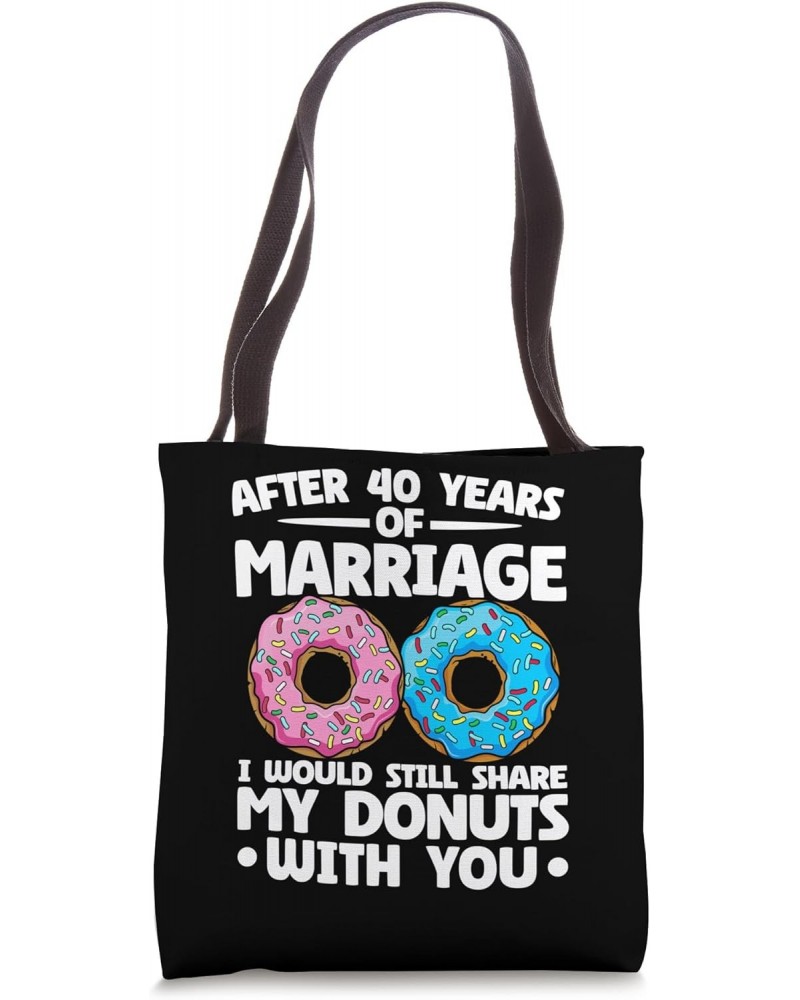 40th Wedding Anniversary Sharing Donuts Couple Celebration Tote Bag $14.00 Totes