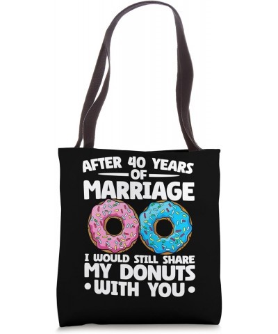 40th Wedding Anniversary Sharing Donuts Couple Celebration Tote Bag $14.00 Totes