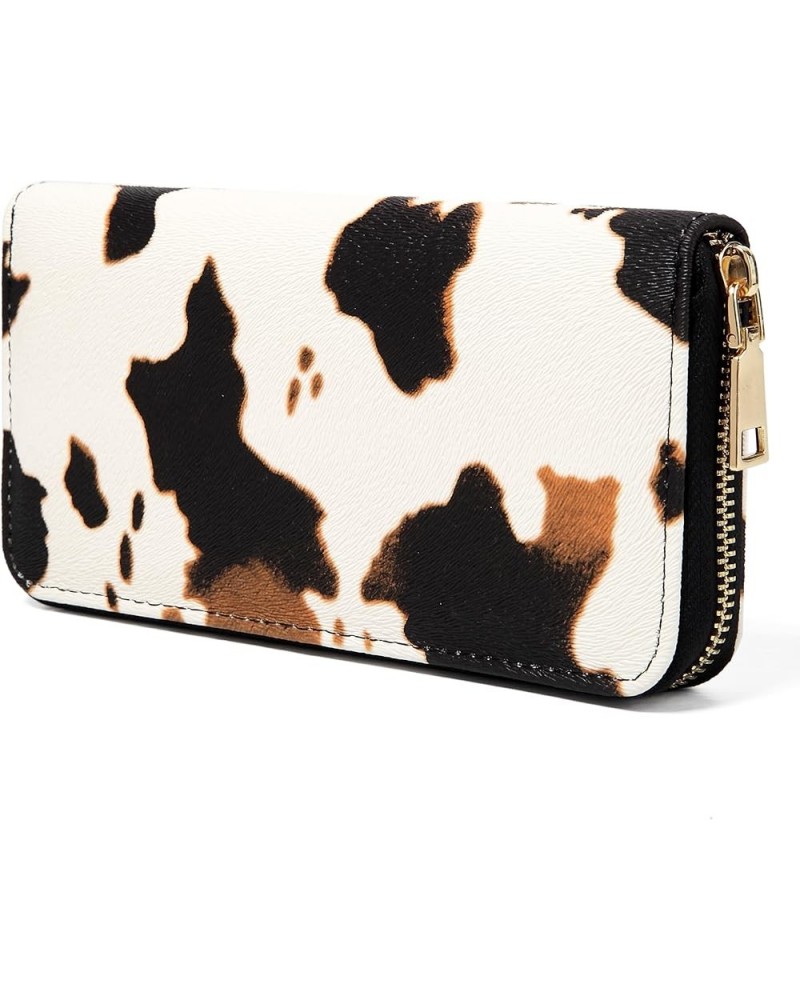 Cow Print Wallet for Women,Western Highland Cowhide Purse Zip Around Walles Cow Stuff Gifts for Ladies Brown Cow Print $12.47...