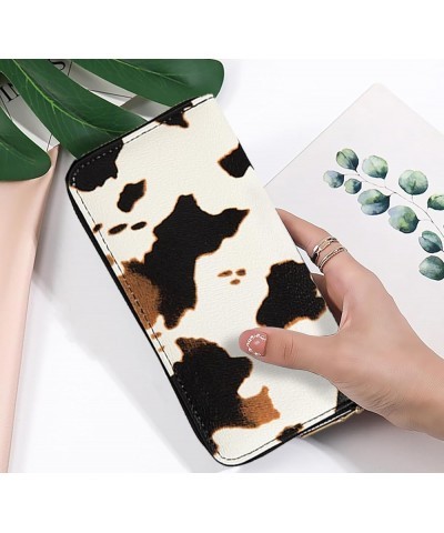 Cow Print Wallet for Women,Western Highland Cowhide Purse Zip Around Walles Cow Stuff Gifts for Ladies Brown Cow Print $12.47...