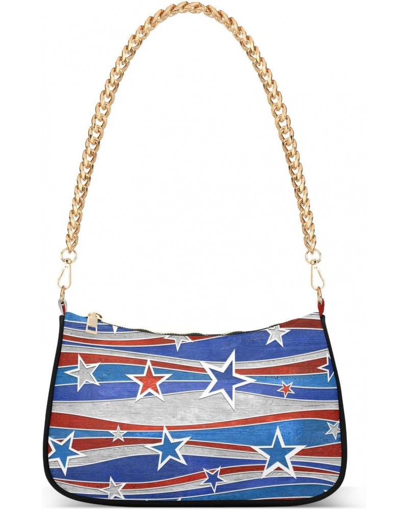 4th of July Shoulder Bag American Stars Cool Flag Fireworks Eagle Stars Blue Red Cute Women Clutch Handbag Shoulder Purch Dat...