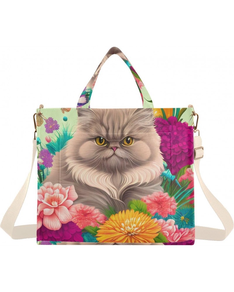 Tote Bag Persian Cat Corduroy Tote Bag Women Shoulder Handbags with Etachable Shoulder Strap $16.82 Totes