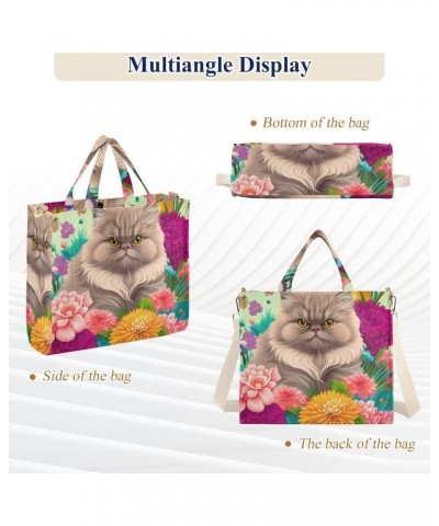 Tote Bag Persian Cat Corduroy Tote Bag Women Shoulder Handbags with Etachable Shoulder Strap $16.82 Totes