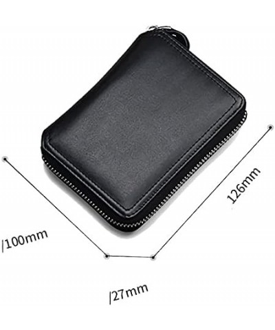 leather zipper with coin pocket flap double-sided card slot RFID blocking zipper around front pocket bi-fold men's gift walle...