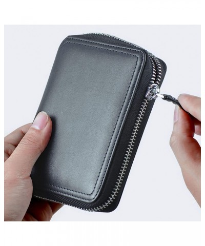 leather zipper with coin pocket flap double-sided card slot RFID blocking zipper around front pocket bi-fold men's gift walle...