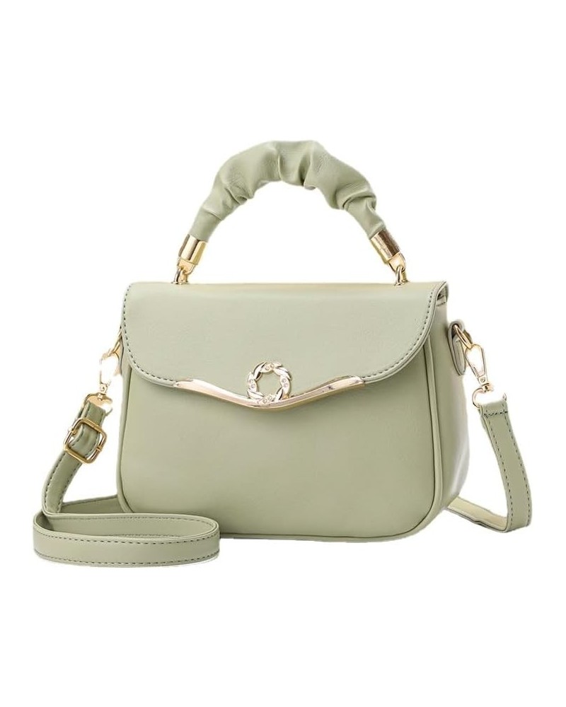 Women's Sweet Simple Bag Simple Small Square Bag Crossbody Handbags Cute Purses Leather Designer Handle Bags Green $21.59 Han...