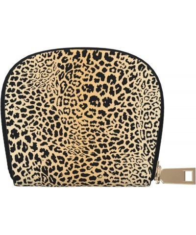 Unique Accordion Credit Card Case Wallet for Women Girls, Animal Leopard Print Brown Stylish PU Leather Card Holder Wallets w...