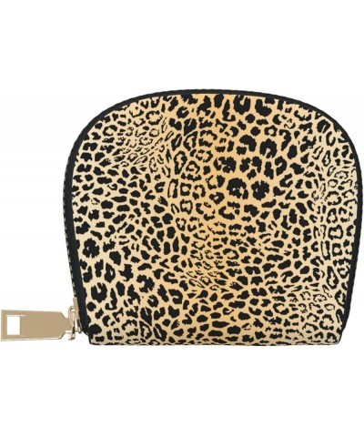 Unique Accordion Credit Card Case Wallet for Women Girls, Animal Leopard Print Brown Stylish PU Leather Card Holder Wallets w...