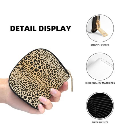 Unique Accordion Credit Card Case Wallet for Women Girls, Animal Leopard Print Brown Stylish PU Leather Card Holder Wallets w...