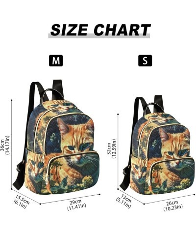 Women's Small Fashion Backpack Cat Daisy Print Ladies Travel Daypack Aesthetic Shoulder Bag 11.4×6.1×14.1 IN $16.31 Backpacks