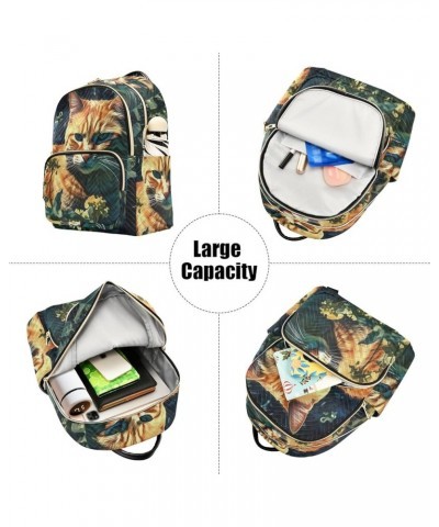 Women's Small Fashion Backpack Cat Daisy Print Ladies Travel Daypack Aesthetic Shoulder Bag 11.4×6.1×14.1 IN $16.31 Backpacks