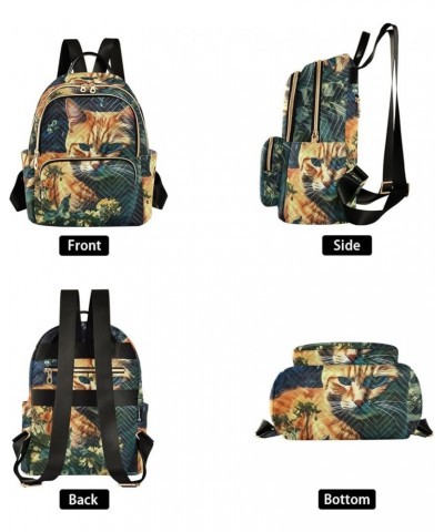 Women's Small Fashion Backpack Cat Daisy Print Ladies Travel Daypack Aesthetic Shoulder Bag 11.4×6.1×14.1 IN $16.31 Backpacks