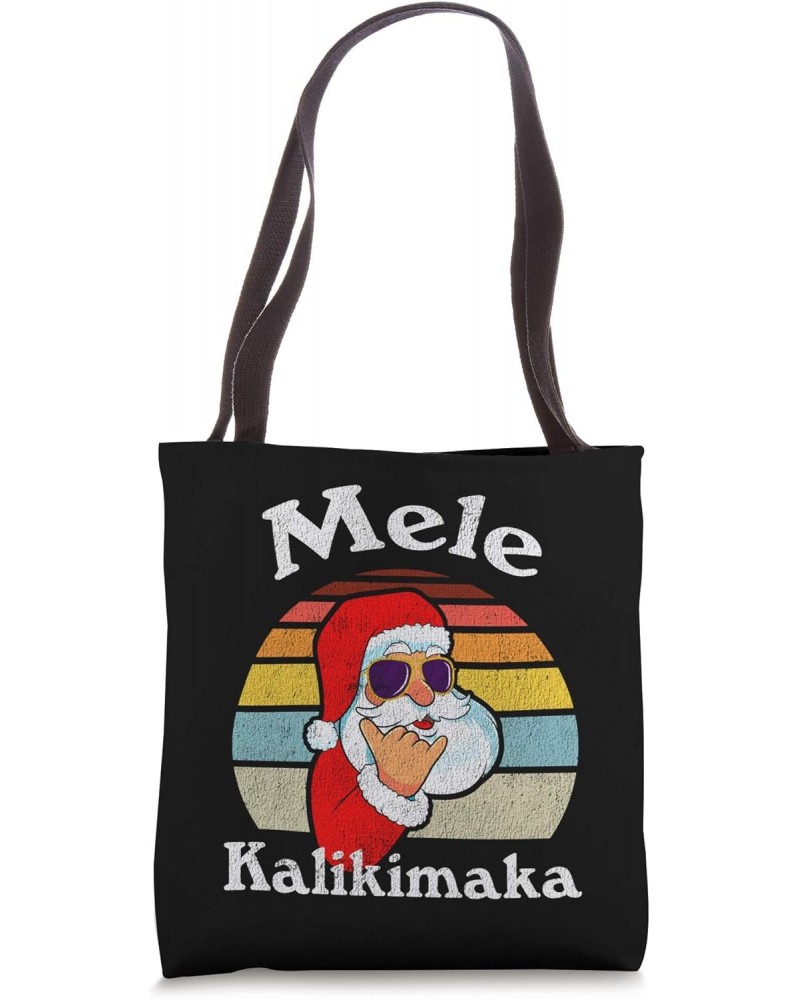 Mele Kalikimaka Retro Christmas Santa Shaka Hawaii Tote Bag $9.03 Totes