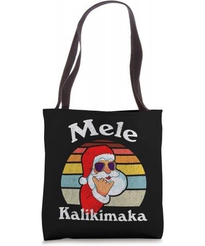 Mele Kalikimaka Retro Christmas Santa Shaka Hawaii Tote Bag $9.03 Totes