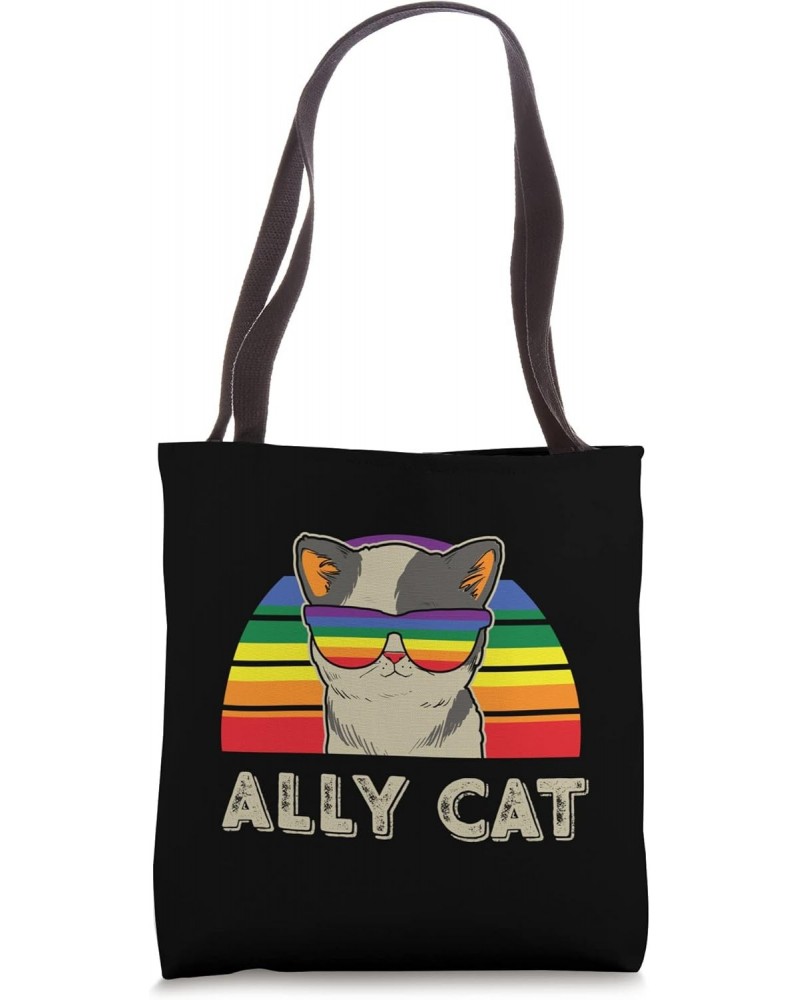 Be An Ally Cat Gay Pride Month LGBTQ Proud Rainbow Equality Tote Bag $10.53 Totes