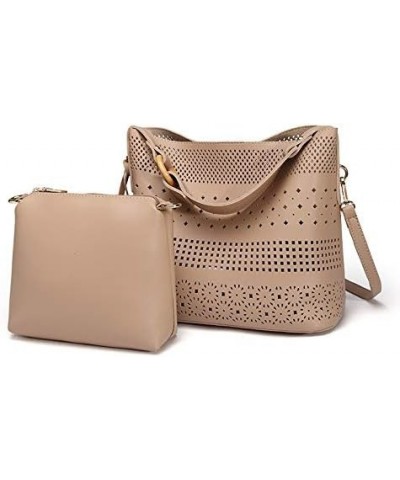 Women's Purses and Handbags Satchel Bags Openwork Should Tote Satchel 2pcs Purse Set(Black) Khaki $39.48 Totes