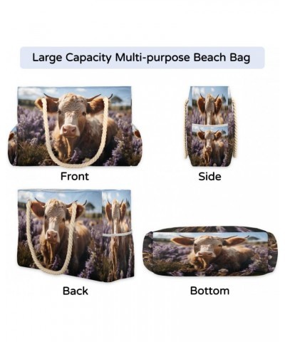 Cows Beach Bags for Women Large Tote Bag with Zipper and Pockets Waterproof Sandproof Accessories Swim Pool Bag Vacation Esse...