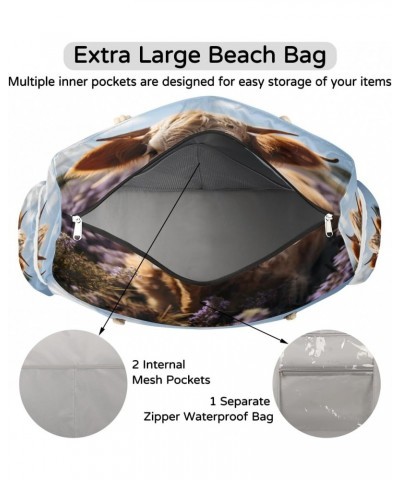 Cows Beach Bags for Women Large Tote Bag with Zipper and Pockets Waterproof Sandproof Accessories Swim Pool Bag Vacation Esse...