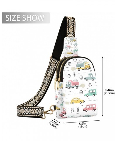 Small Sling Bag Doodle Cartoon Transportation Crossbody Bag PU Leather Sling Purse for Women $13.02 Crossbody Bags