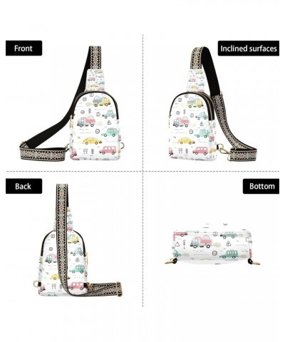 Small Sling Bag Doodle Cartoon Transportation Crossbody Bag PU Leather Sling Purse for Women $13.02 Crossbody Bags