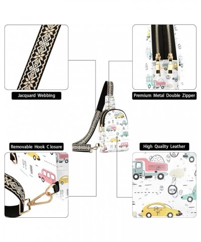 Small Sling Bag Doodle Cartoon Transportation Crossbody Bag PU Leather Sling Purse for Women $13.02 Crossbody Bags