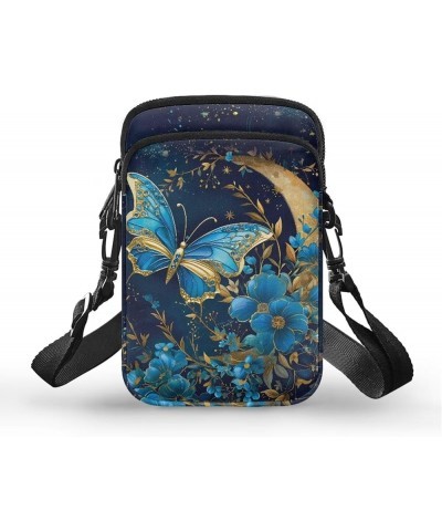 Small Crossbody Purses with Removable Strap Zipped Pockets Handbag Shoulder Bag Moon Butterfly $10.56 Crossbody Bags