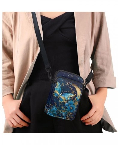 Small Crossbody Purses with Removable Strap Zipped Pockets Handbag Shoulder Bag Moon Butterfly $10.56 Crossbody Bags