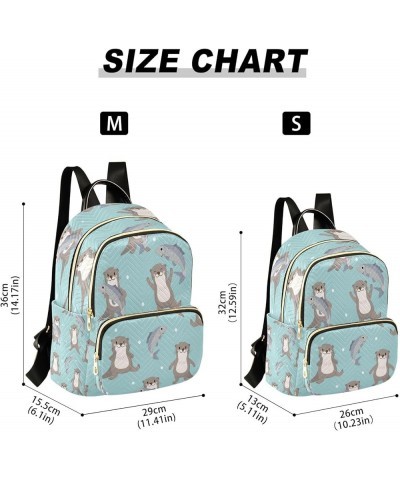 Women Backpack Purse Cute Otter and Fish Fashion Shoulder Bags Travel Backpack Small Daypacks M Small $12.48 Backpacks