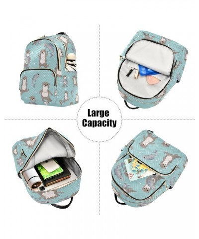 Women Backpack Purse Cute Otter and Fish Fashion Shoulder Bags Travel Backpack Small Daypacks M Small $12.48 Backpacks